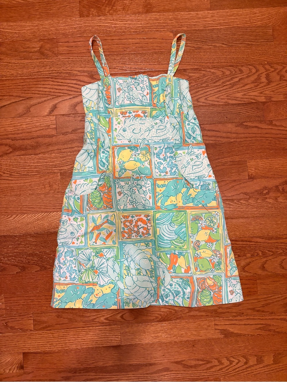 Lilly Pulitzer Multicolor Turquoise Orange Green Strap Dress (Size 2)